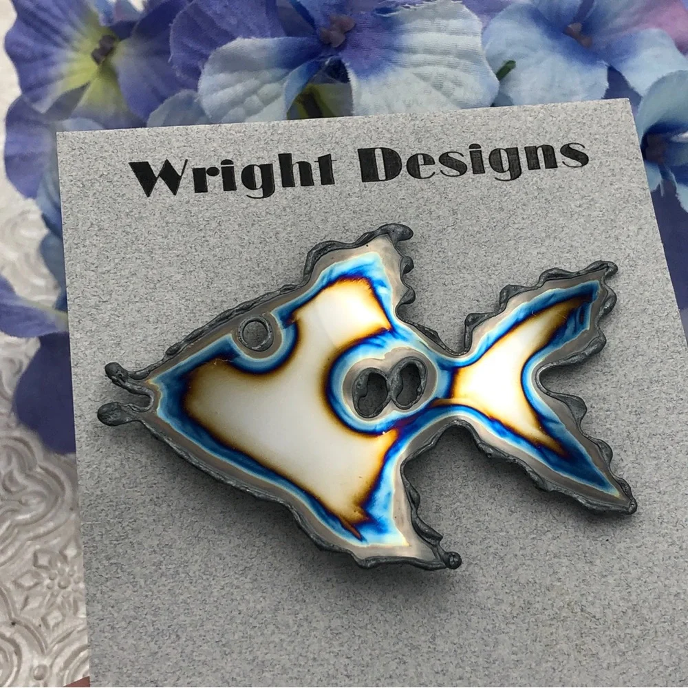 🌼 Tropical Fish Metal Artesian Handmade Pin Brooch